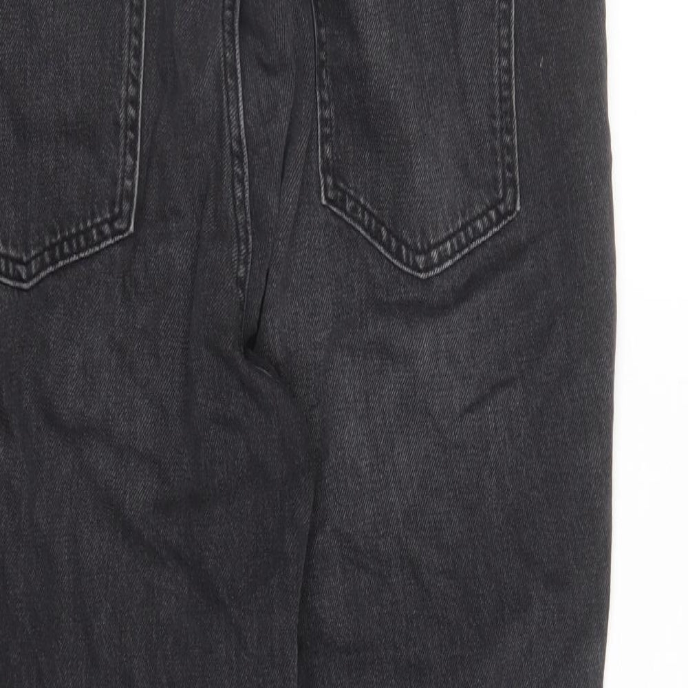 F&F Womens Black Cotton Cropped Jeans Size 18 L24 in Regular Zip - Pockets