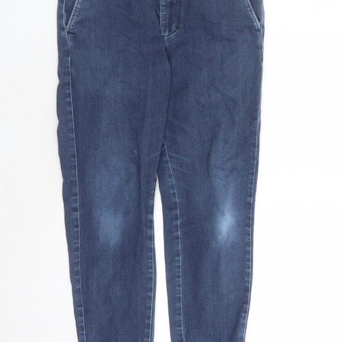Uniqlo Womens Blue Cotton Cropped Jeans Size S L24 in Regular Zip - Elasticated Waist