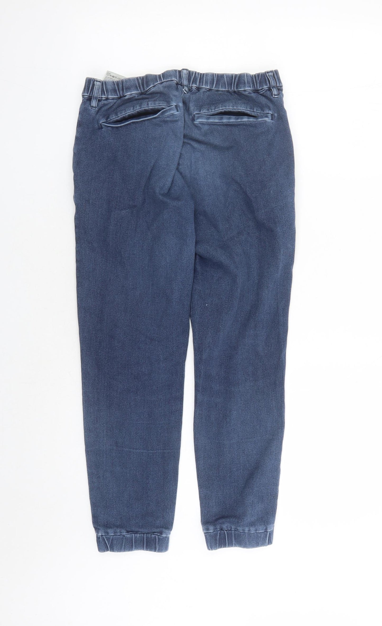 Uniqlo Womens Blue Cotton Cropped Jeans Size S L24 in Regular Zip - Elasticated Waist