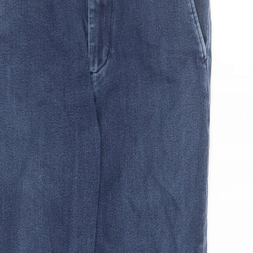 Uniqlo Womens Blue Cotton Cropped Jeans Size S L24 in Regular Zip - Elasticated Waist