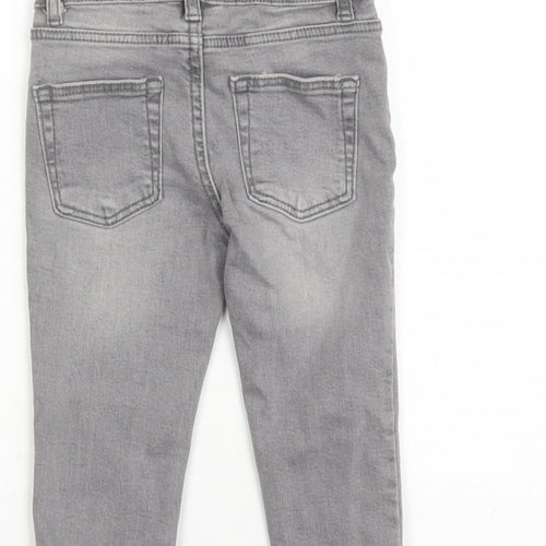 Denim & Co. Boys Grey Cotton Skinny Jeans Size 2-3 Years Regular Button - Elasticated Waist