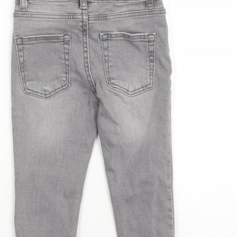 Denim & Co. Boys Grey Cotton Skinny Jeans Size 2-3 Years Regular Button - Elasticated Waist