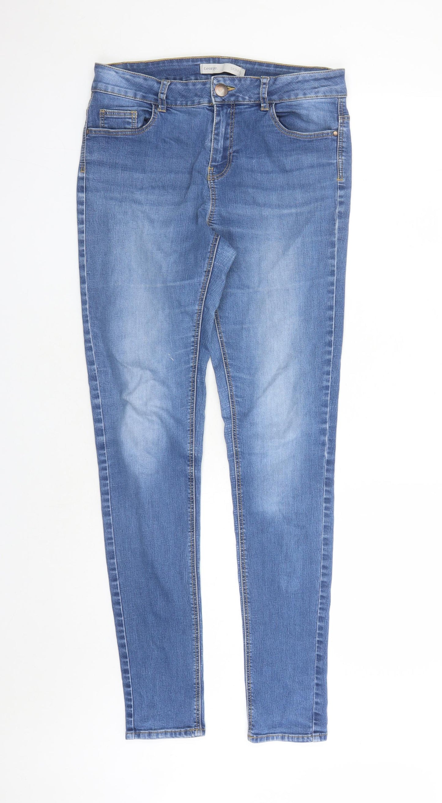 George Womens Blue Cotton Skinny Jeans Size 10 L31 in Regular Zip