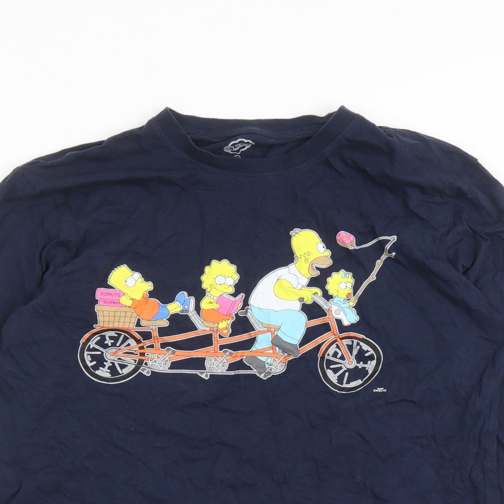 The Simpsons Mens Blue Polyester T-Shirt Size L Crew Neck