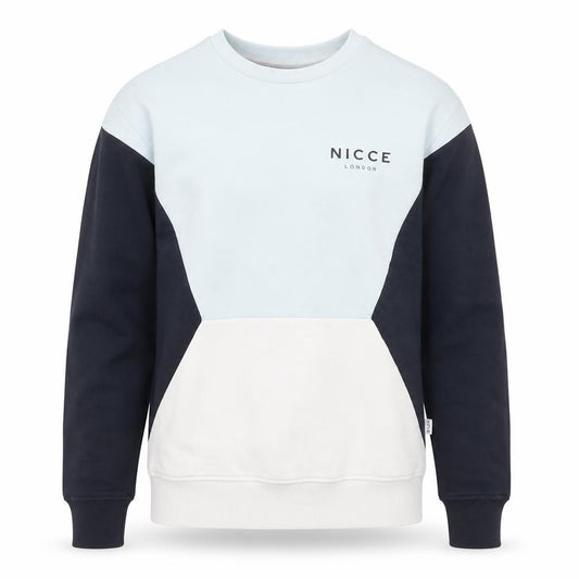 Front view of NICCE London men’s blue cotton pullover sweatshirt, size XS