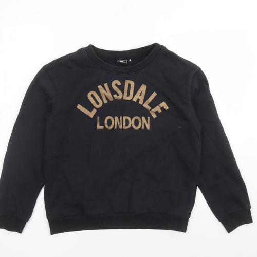 Lonsdale Womens Black Cotton Pullover Sweatshirt Size 8 Pullover