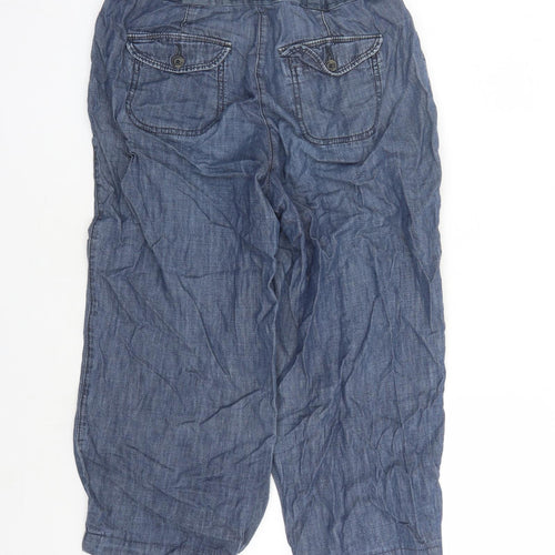 Debenhams Womens Blue Cotton Cropped Jeans Size 12 L20 in Regular - Elasticated Waist