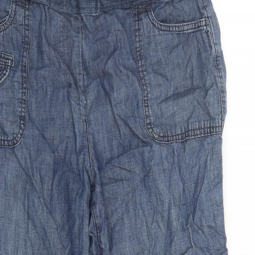 Debenhams Womens Blue Cotton Cropped Jeans Size 12 L20 in Regular - Elasticated Waist