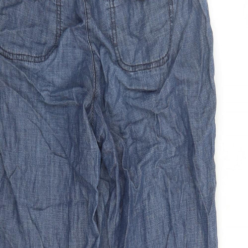 Debenhams Womens Blue Cotton Cropped Jeans Size 12 L20 in Regular - Elasticated Waist