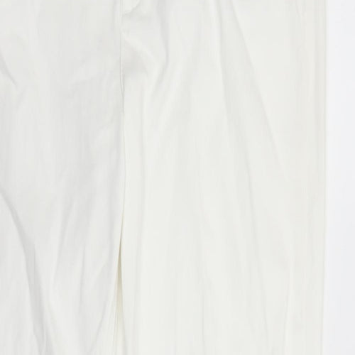 Marks and Spencer Womens White Cotton Straight Jeans Size 16 L31 in Regular Zip - Rhinestone Detail