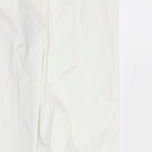 Marks and Spencer Womens White Cotton Straight Jeans Size 16 L31 in Regular Zip - Rhinestone Detail