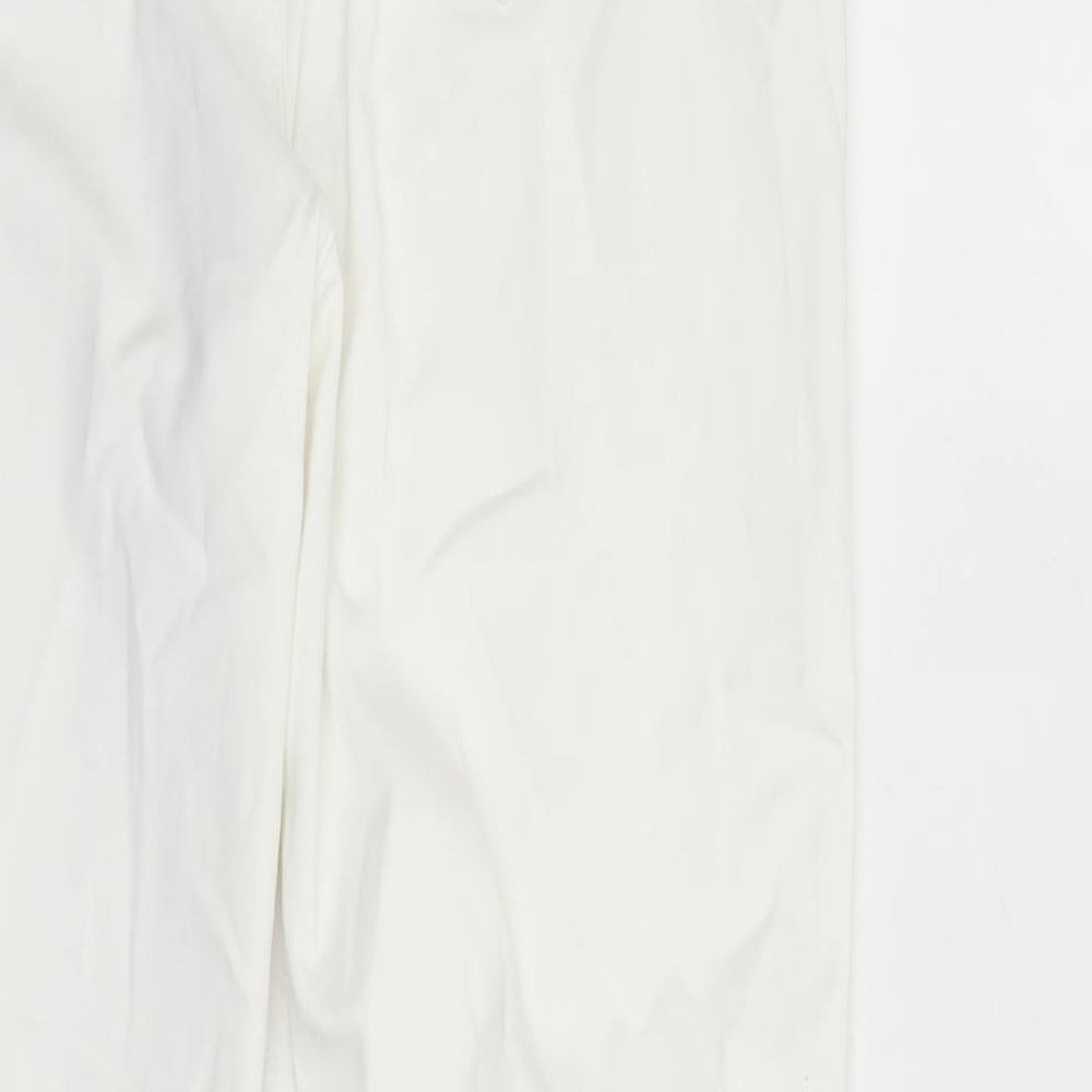 Marks and Spencer Womens White Cotton Straight Jeans Size 16 L31 in Regular Zip - Rhinestone Detail