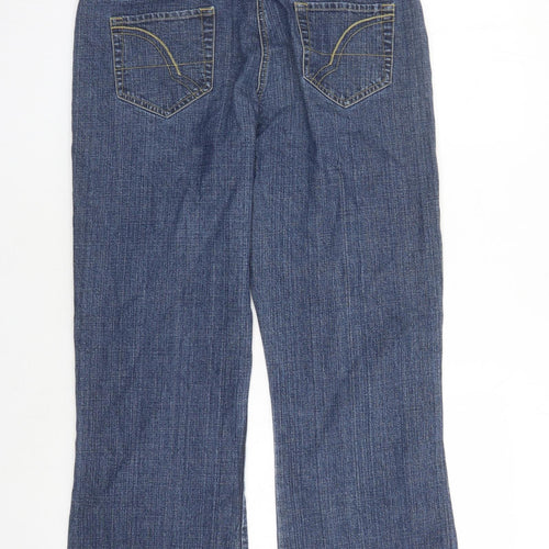 George Womens Blue Cotton Flared Jeans Size 14 L28 in Regular Zip - Pockets