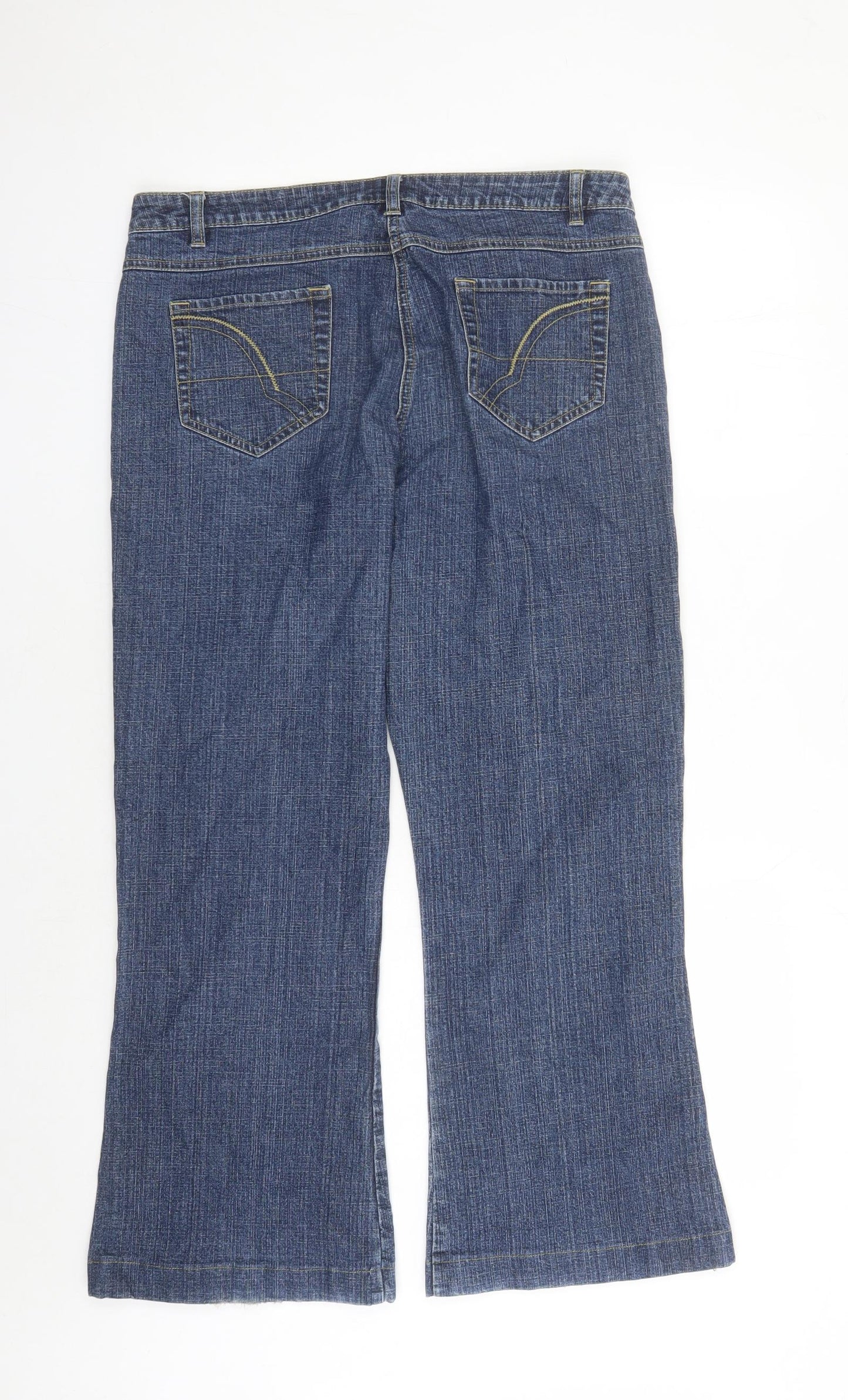 George Womens Blue Cotton Flared Jeans Size 14 L28 in Regular Zip - Pockets
