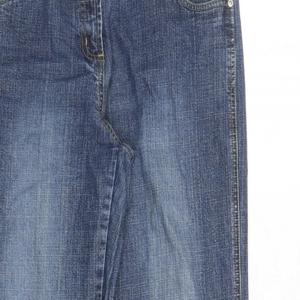 George Womens Blue Cotton Flared Jeans Size 14 L28 in Regular Zip - Pockets