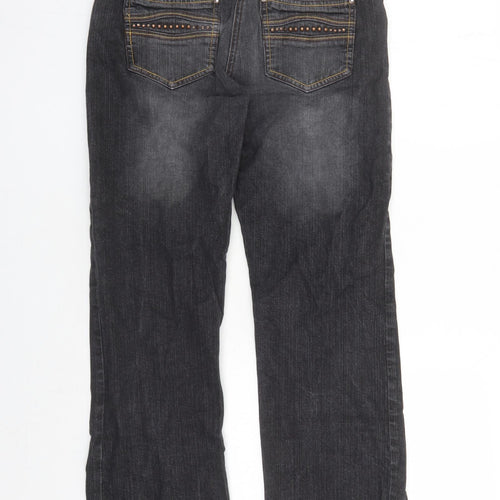 George Womens Black Cotton Bootcut Jeans Size 10 L28 in Regular Zip - Pockets