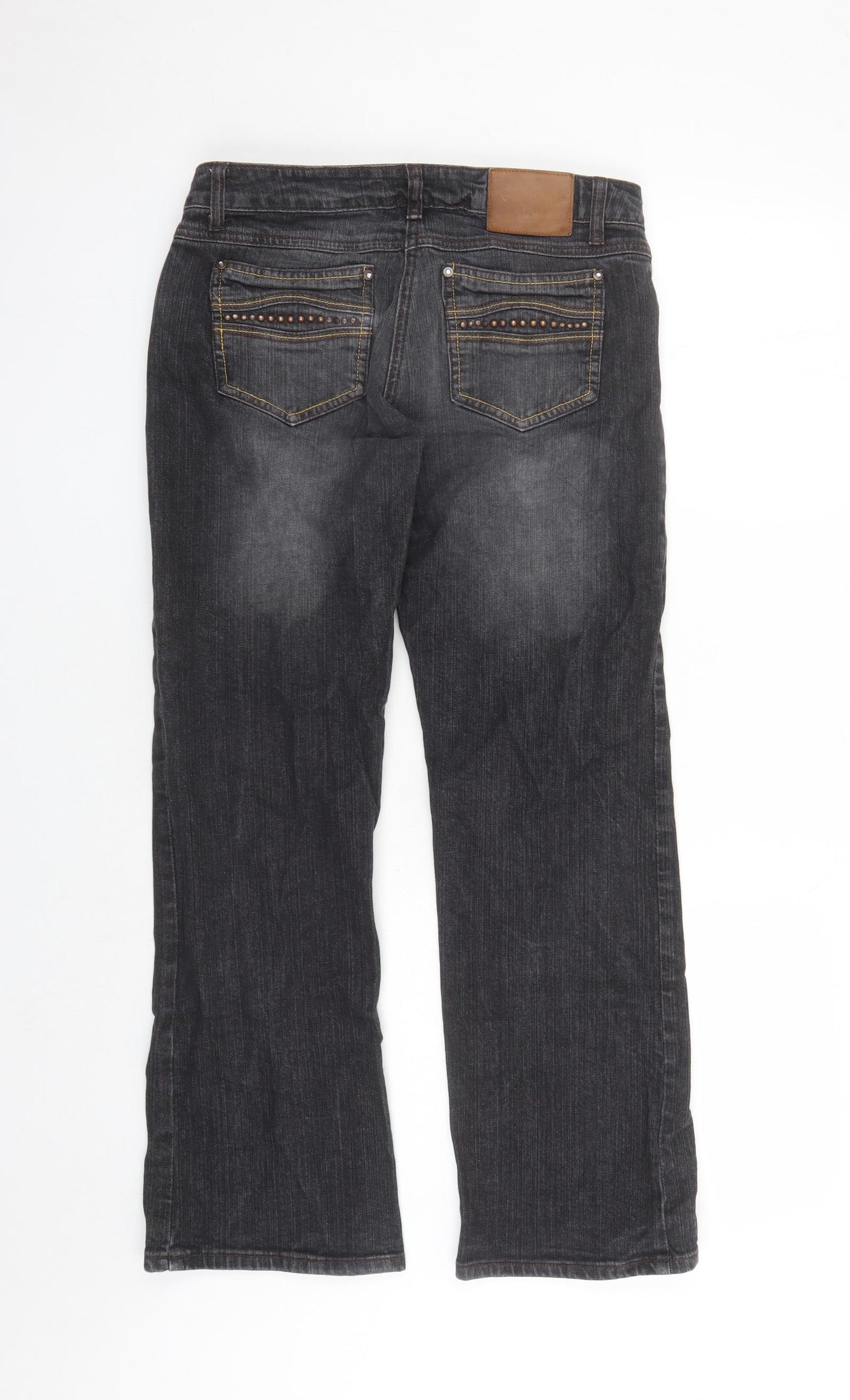 George Womens Black Cotton Bootcut Jeans Size 10 L28 in Regular Zip - Pockets