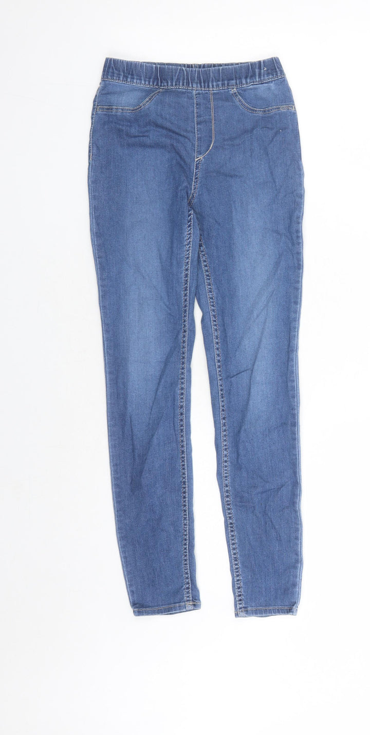 H&M Girls Blue Cotton Jegging Jeans Size S L24 in Regular - Elasticated Waist