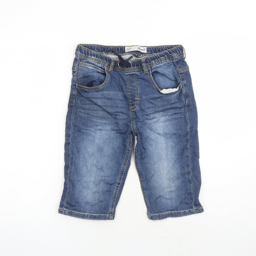 Denim & Co. Boys Blue Cotton Biker Shorts Size 12-13 Years L12 in Regular Drawstring - Elasticated Waist