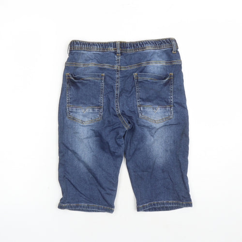 Denim & Co. Boys Blue Cotton Biker Shorts Size 12-13 Years L12 in Regular Drawstring - Elasticated Waist
