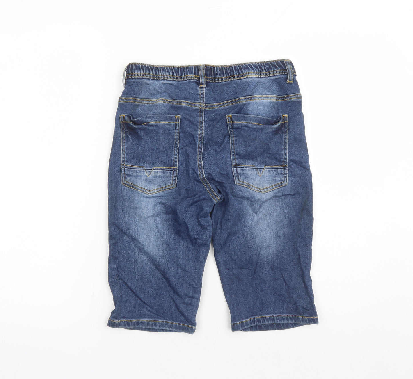 Denim & Co. Boys Blue Cotton Biker Shorts Size 12-13 Years L12 in Regular Drawstring - Elasticated Waist