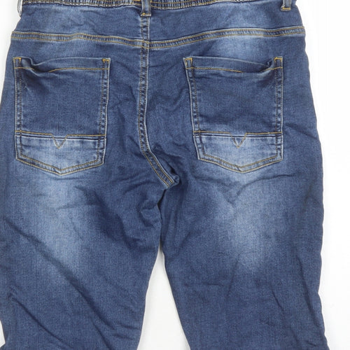 Denim & Co. Boys Blue Cotton Biker Shorts Size 12-13 Years L12 in Regular Drawstring - Elasticated Waist