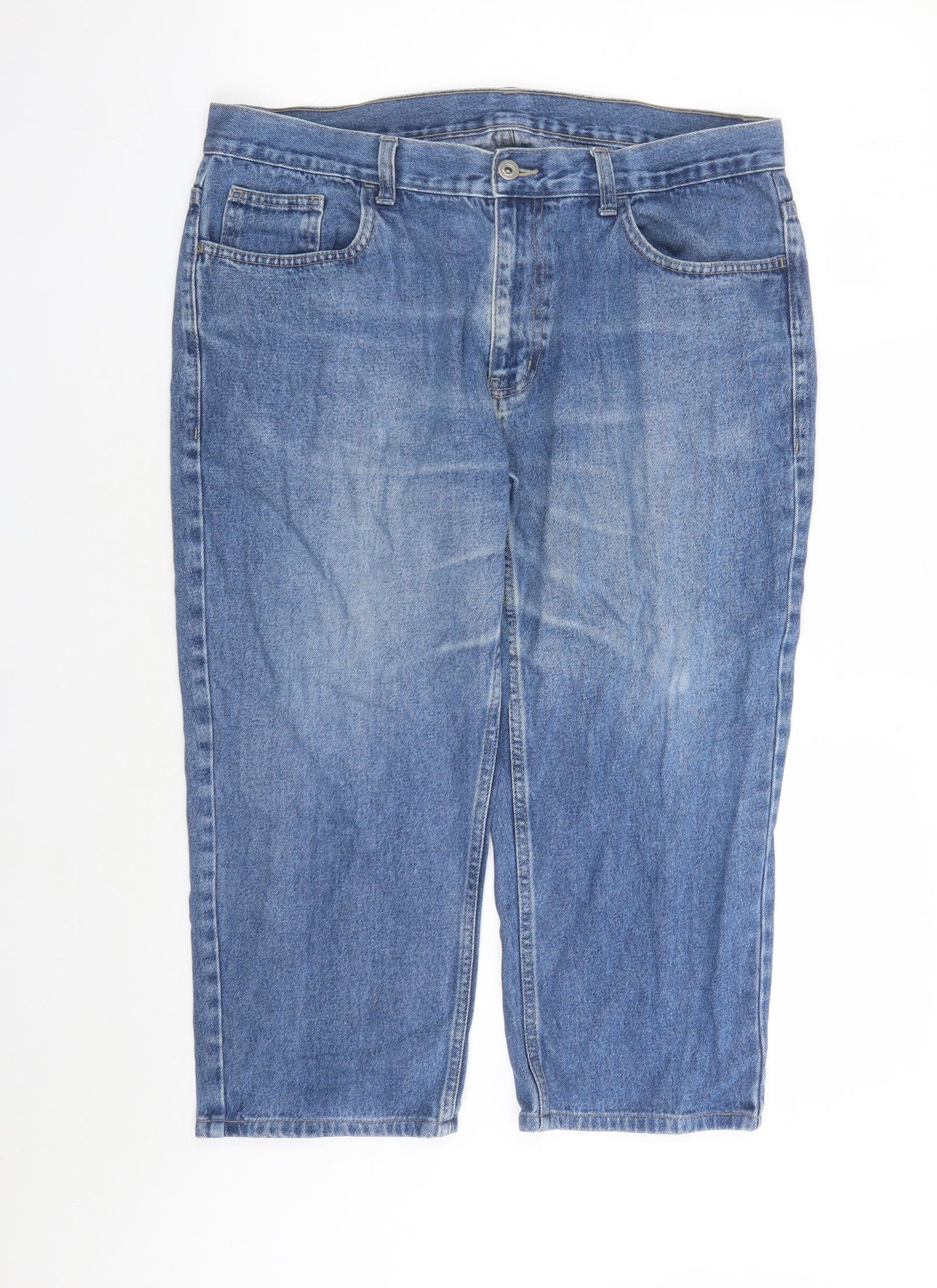 George Womens Blue Cotton Cropped Jeans Size 38 in L24 in Regular Zip - Pockets