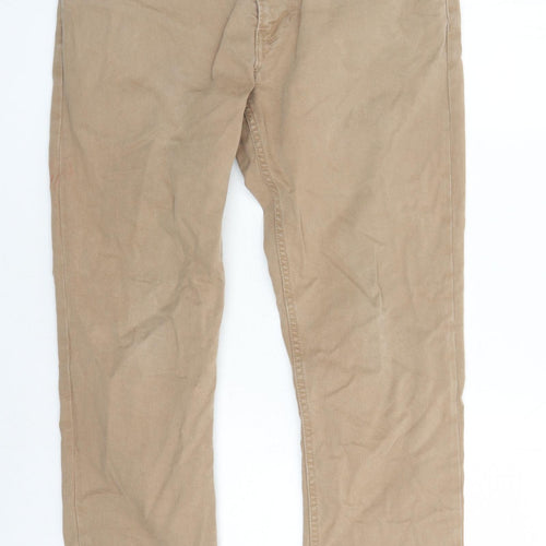 Fat Face Mens Brown Cotton Straight Jeans Size 32 in L30 in Regular Zip