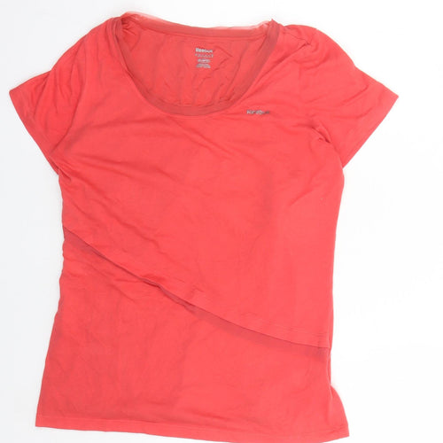 Reebok Womens Red Cotton Basic T-Shirt Size M Round Neck Pullover