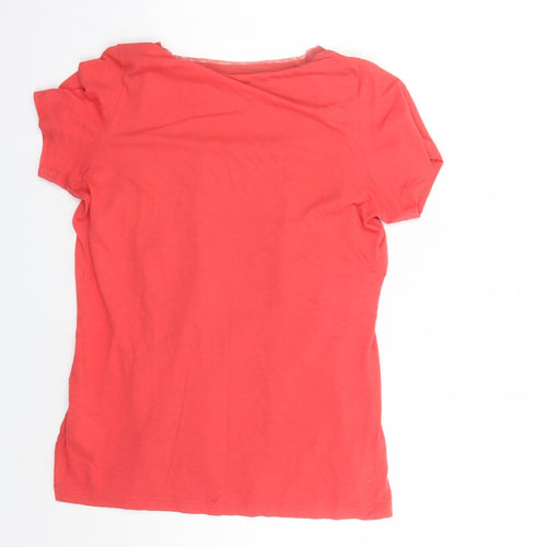 Reebok Womens Red Cotton Basic T-Shirt Size M Round Neck Pullover