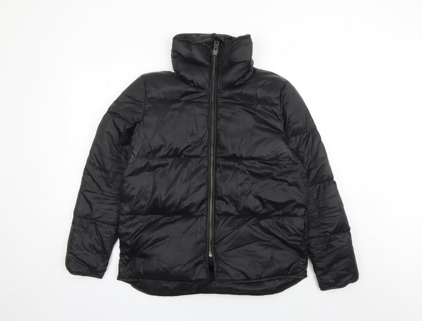 Mango Womens Black Quilted Coat Size M Zip - Pockets