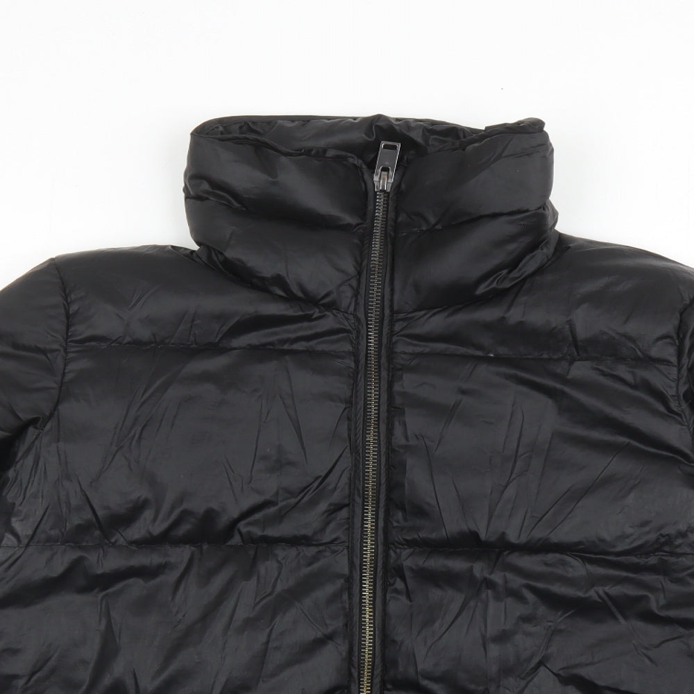 Mango Womens Black Quilted Coat Size M Zip - Pockets