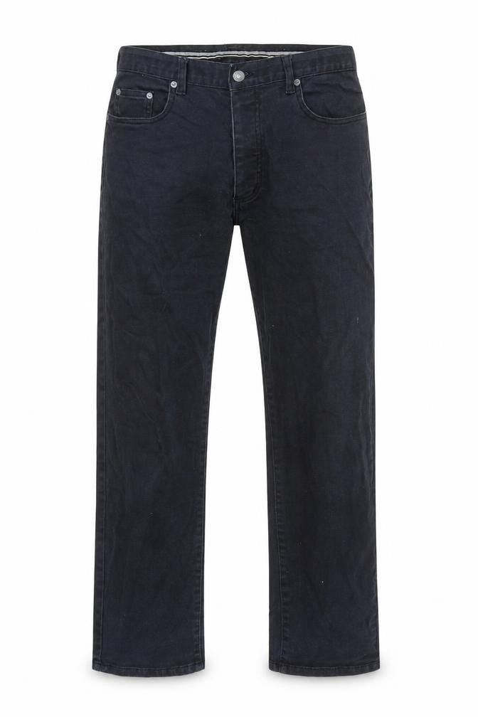 Front view of Armando men’s blue cotton straight jeans, size 30, in, 28-inch leg regular button