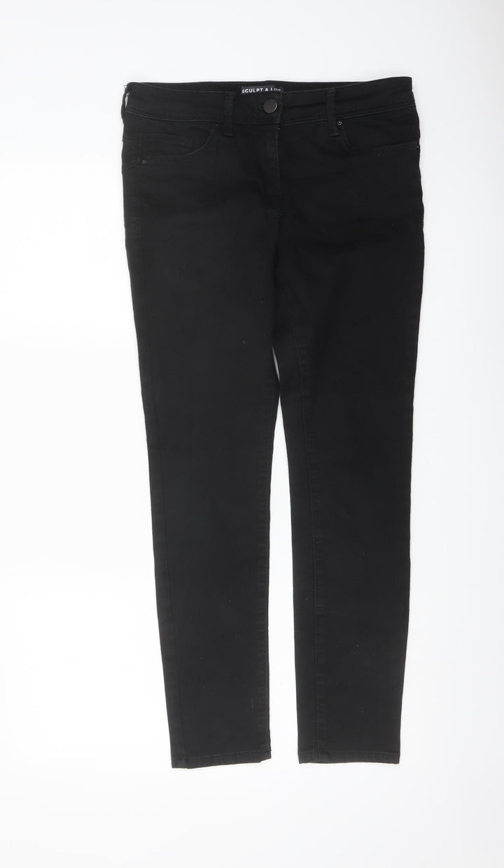 Marks and Spencer Womens Black Cotton Skinny Jeans Size 10 L27 in Regular Button