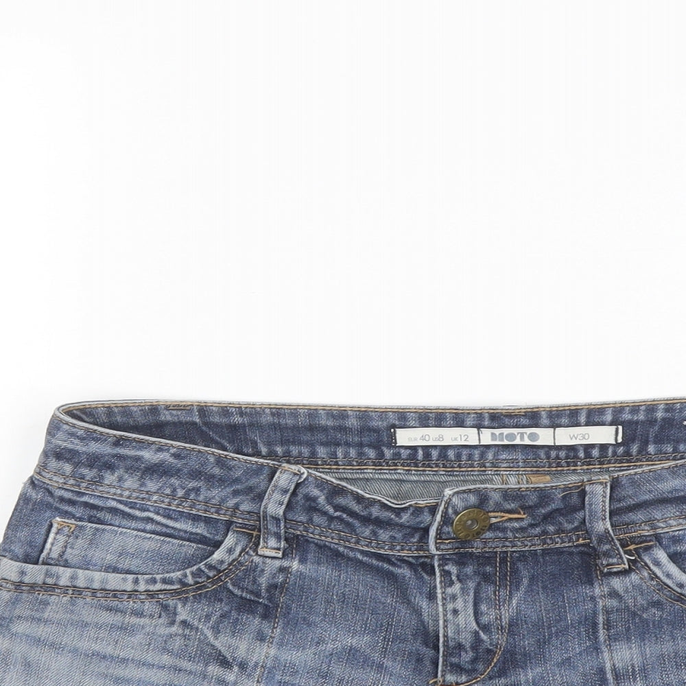 Topshop Womens Blue Cotton Hot Pants Shorts Size 12 L3 in Regular Button