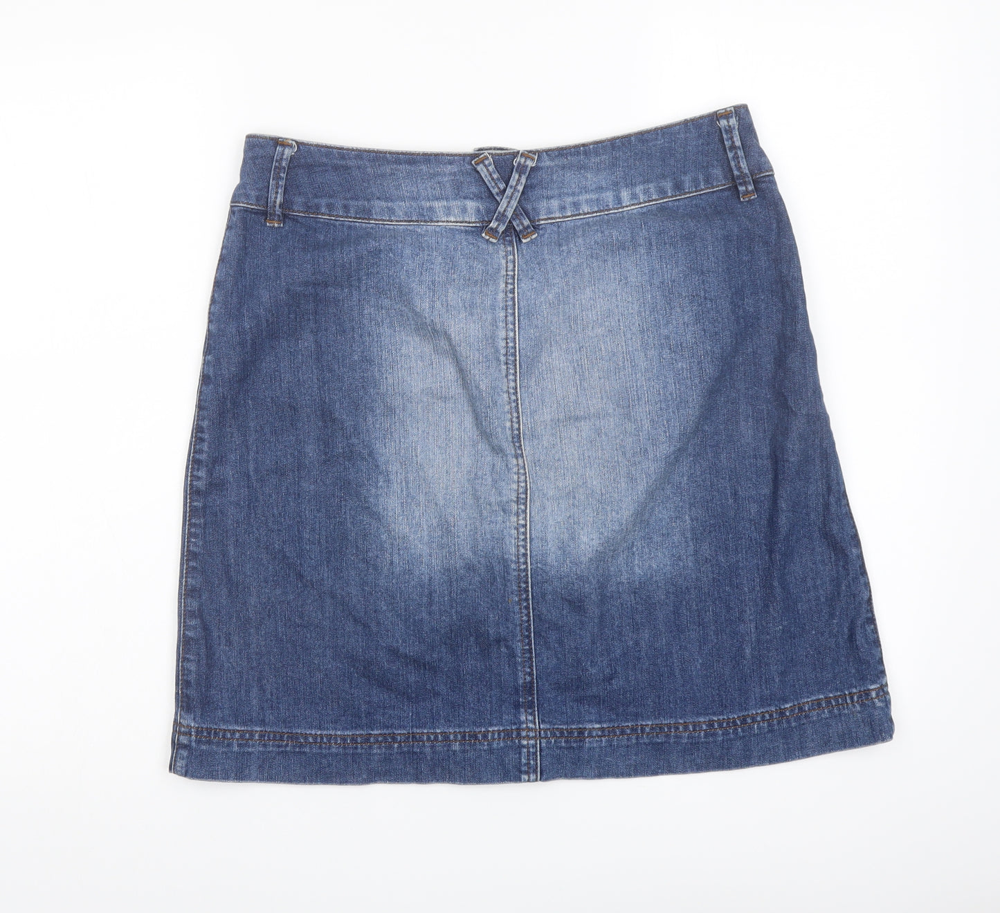 Oasis Womens Blue Cotton A-Line Skirt Size 12 Button