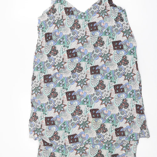 Warehouse Womens Multicoloured Geometric Viscose A-Line Size 12 V-Neck Pullover