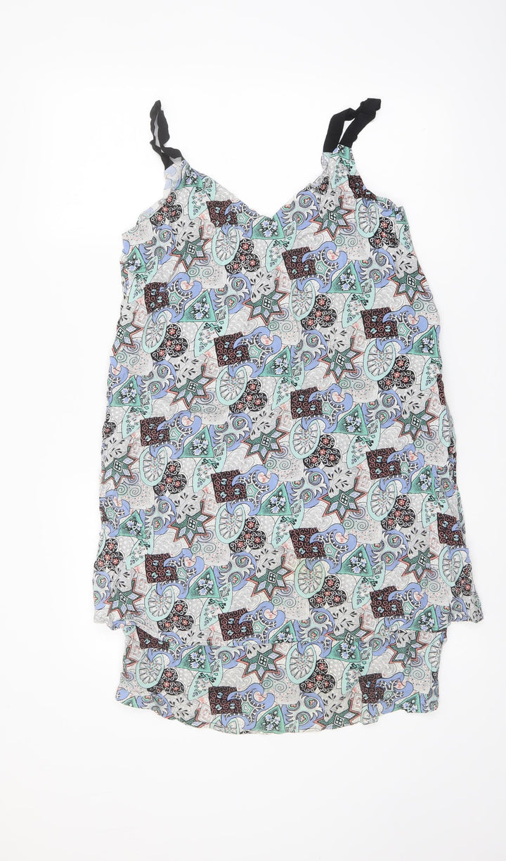Warehouse Womens Multicoloured Geometric Viscose A-Line Size 12 V-Neck Pullover