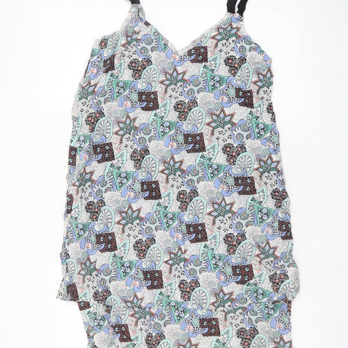 Warehouse Womens Multicoloured Geometric Viscose A-Line Size 12 V-Neck Pullover