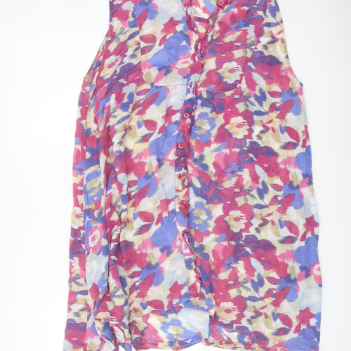 Masai Womens Multicoloured Geometric Cotton A-Line Size M V-Neck Button