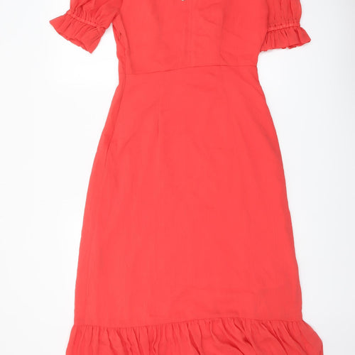 Finery Womens Red Polyester A-Line Size 10 Roll Neck Zip