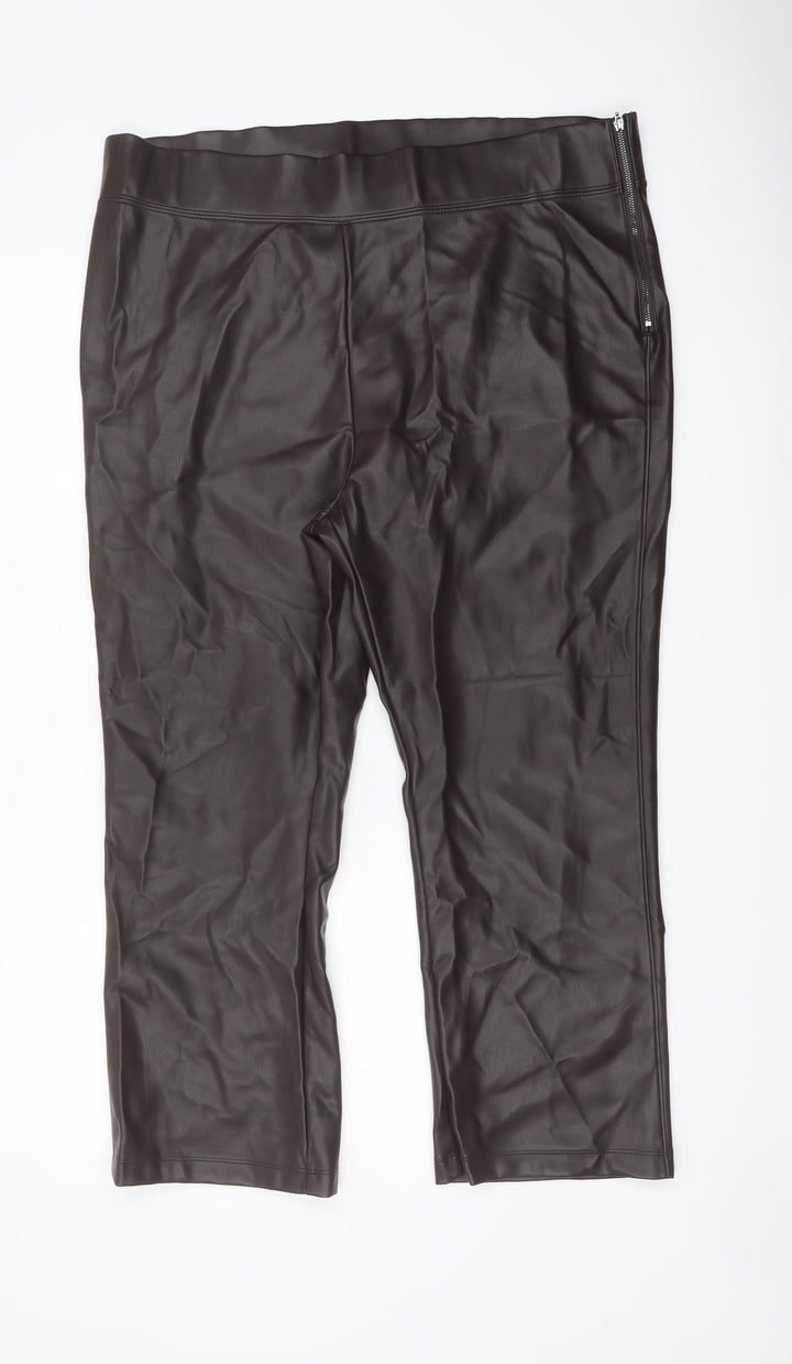 Marks and Spencer Womens Brown Polyacrylate Fibre Trousers Size 20 L25 in Regular Zip