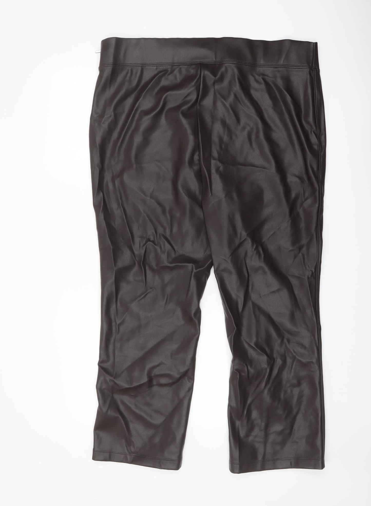 Marks and Spencer Womens Brown Polyacrylate Fibre Trousers Size 20 L25 in Regular Zip
