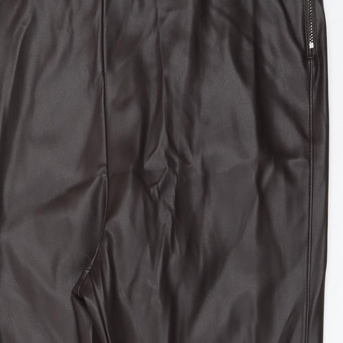 Marks and Spencer Womens Brown Polyacrylate Fibre Trousers Size 20 L25 in Regular Zip