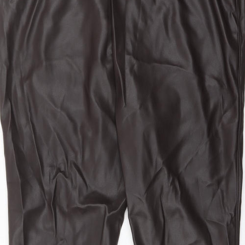 Marks and Spencer Womens Brown Polyacrylate Fibre Trousers Size 20 L25 in Regular Zip