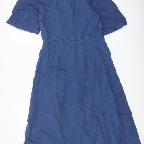 Finery Womens Blue Cotton A-Line Size 8 Collared Button