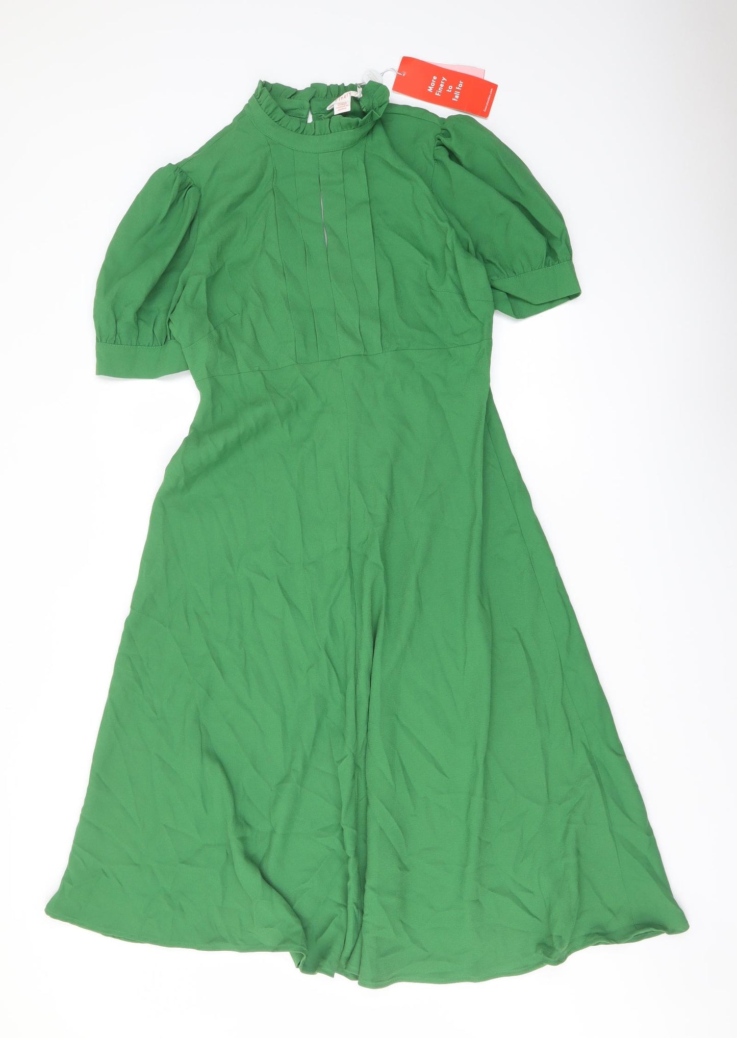 Finery Womens Green Polyester A-Line Size 10 Mock Neck Zip