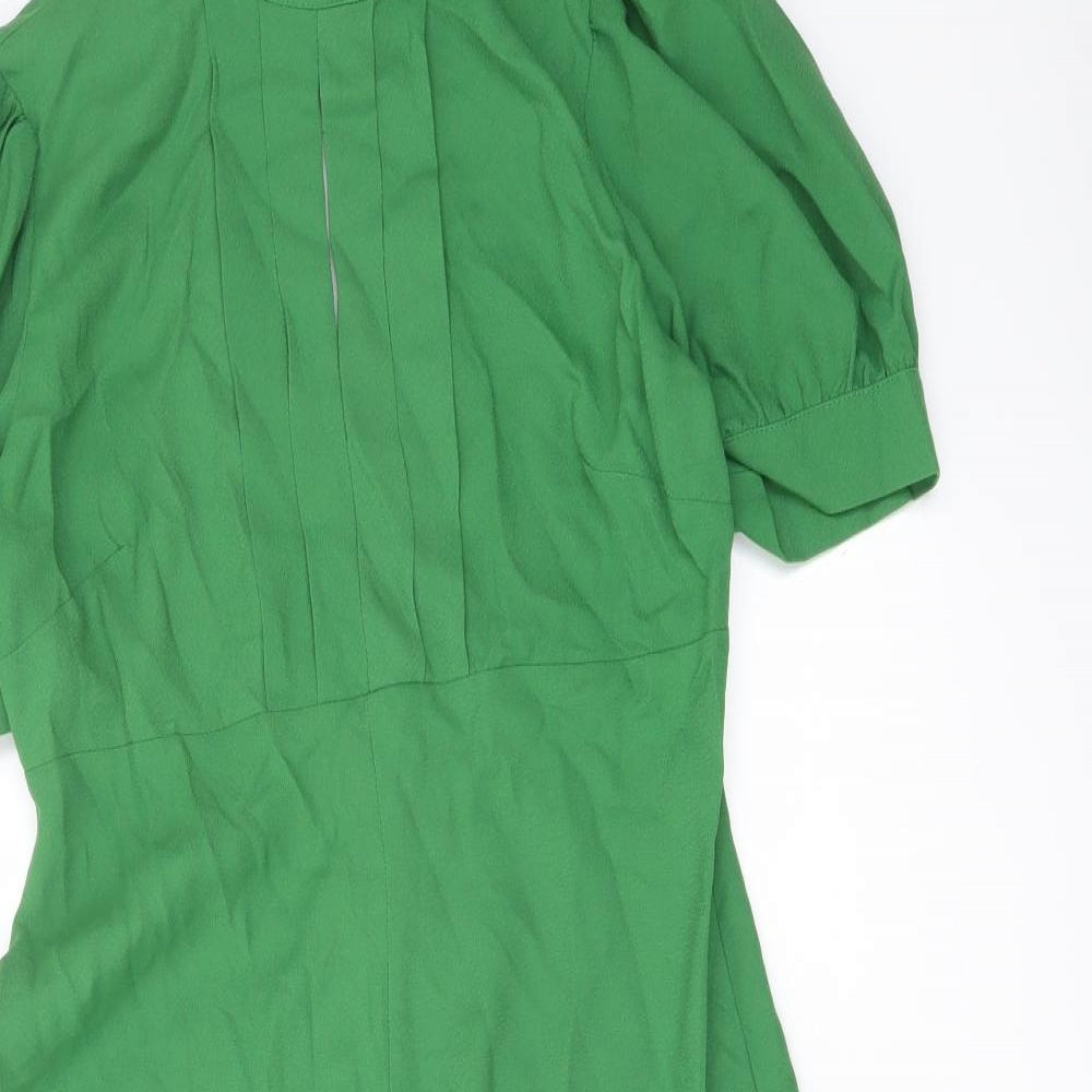 Finery Womens Green Polyester A-Line Size 10 Mock Neck Zip