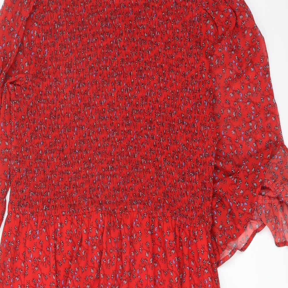 Finery Womens Red Floral Polyester A-Line Size 16 Mock Neck Pullover