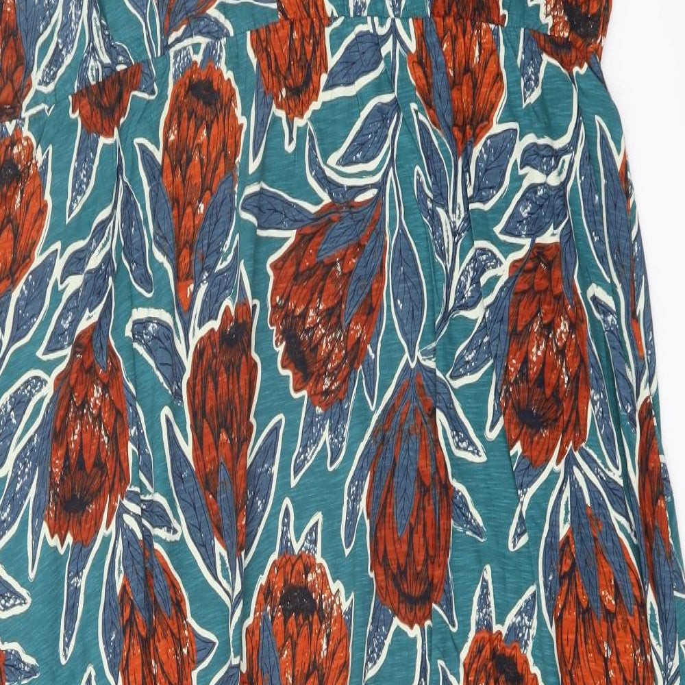 Seasalt Womens Multicoloured Floral Cotton A-Line Size 22 V-Neck Pullover